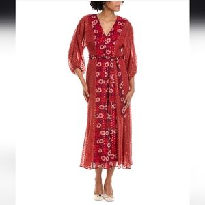 Taylor Floral Chiffon Tie-Waist Maxi Dress size 6 NWT